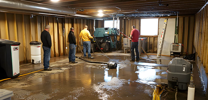Cleaning Sewage From Basement Floor in Tucker